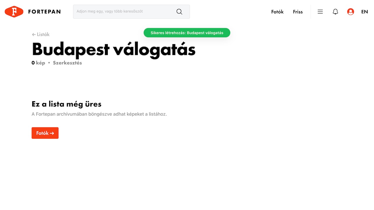 Új lista létrehozása