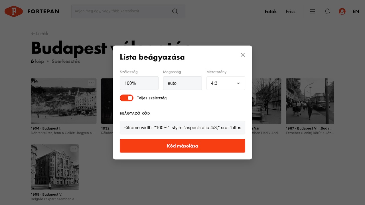 Beágyazó kód generálása
